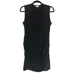 James Perse Estilo Black Sleeveless Ruched Tank Dress Sz 3 Large Bodycon Sheath